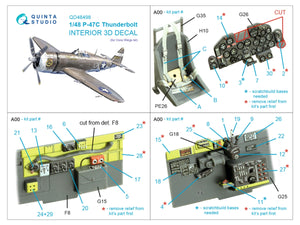 Quinta Studio QD48498 P-47С Thunderbolt 3D-Printed &amp;amp; coloured Interior on decal paper (Dora Wings) 1/48 – immagine 2