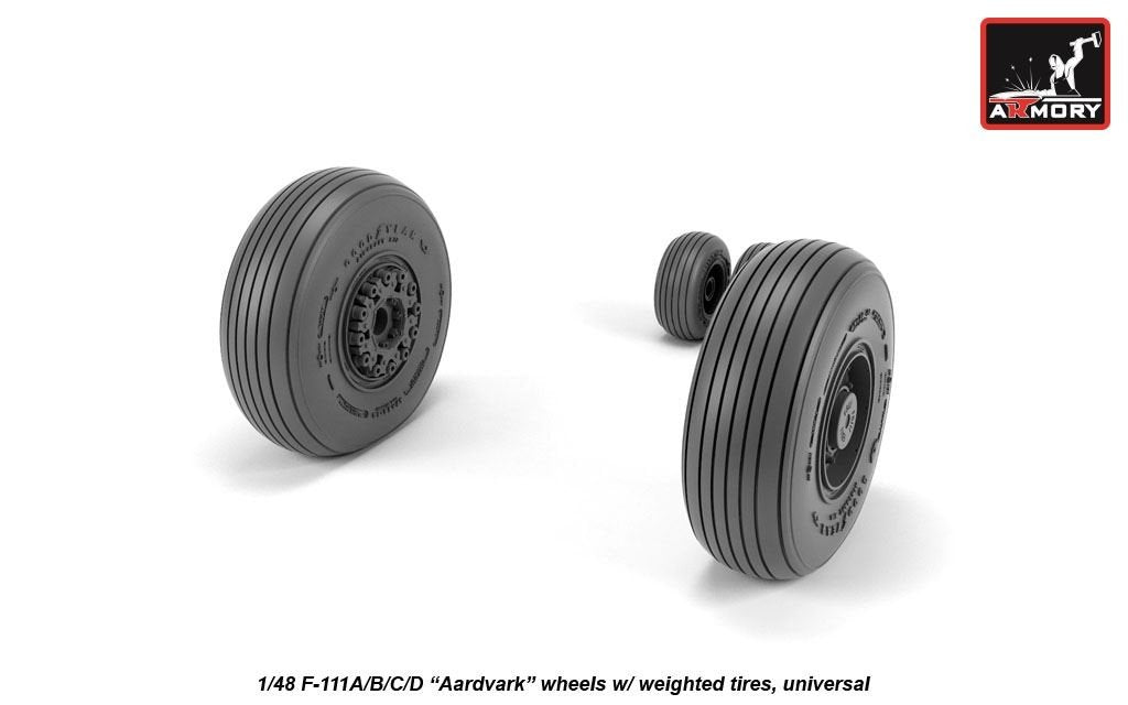 Armory Models AW48319 F-111A/B/C/D Aardvark wheels w/ weighted tyres 1/48 – immagine 2