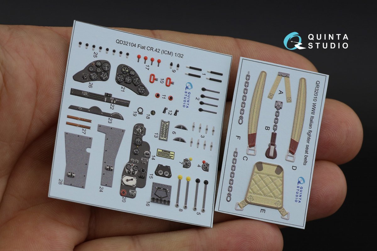 Quinta Studio QD32104 Fiat CR.42 3D-Printed &amp;amp; coloured Interior on decal paper (ICM) 1/32 – immagine 13