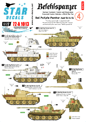 Star Decals 72-A1013 Befehlspanzer # 4. German Command 1/72