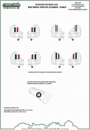 ModelMaker Decals IM48703 HAWKER HURRICANE ROUNDELS AND FIN FLASHES - EARLY 1/48 – Bild 2