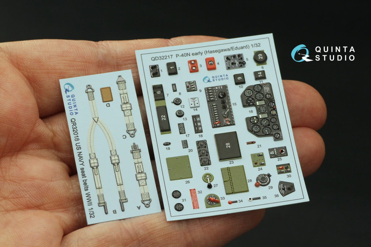 Quinta Studio QD32217 P-40N early 3D-Printed coloured Interior on decal paper (Hasegawa/Eduard) 1/32 – Bild 3