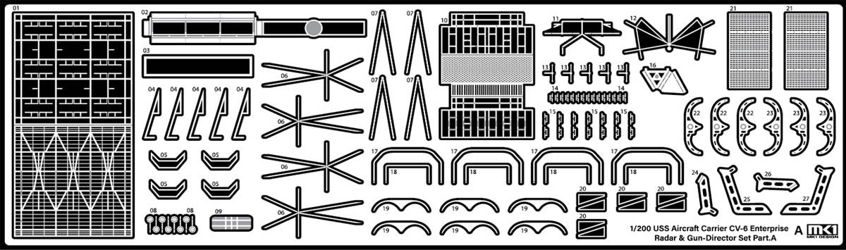 MK1 Design MD-20021 Porte-avions CV-6 Enterprise de l&amp;#39;US Navy - Pièces de détail pour maquette Trumpeter au 1/200 – image 66