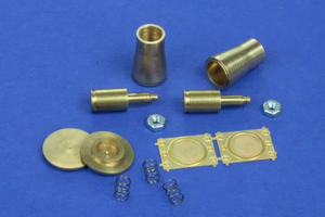 RB Model 35A09 Railroad flat buffer turned and photo etch brass kit set contains two buffers 1/35 – imagen 3