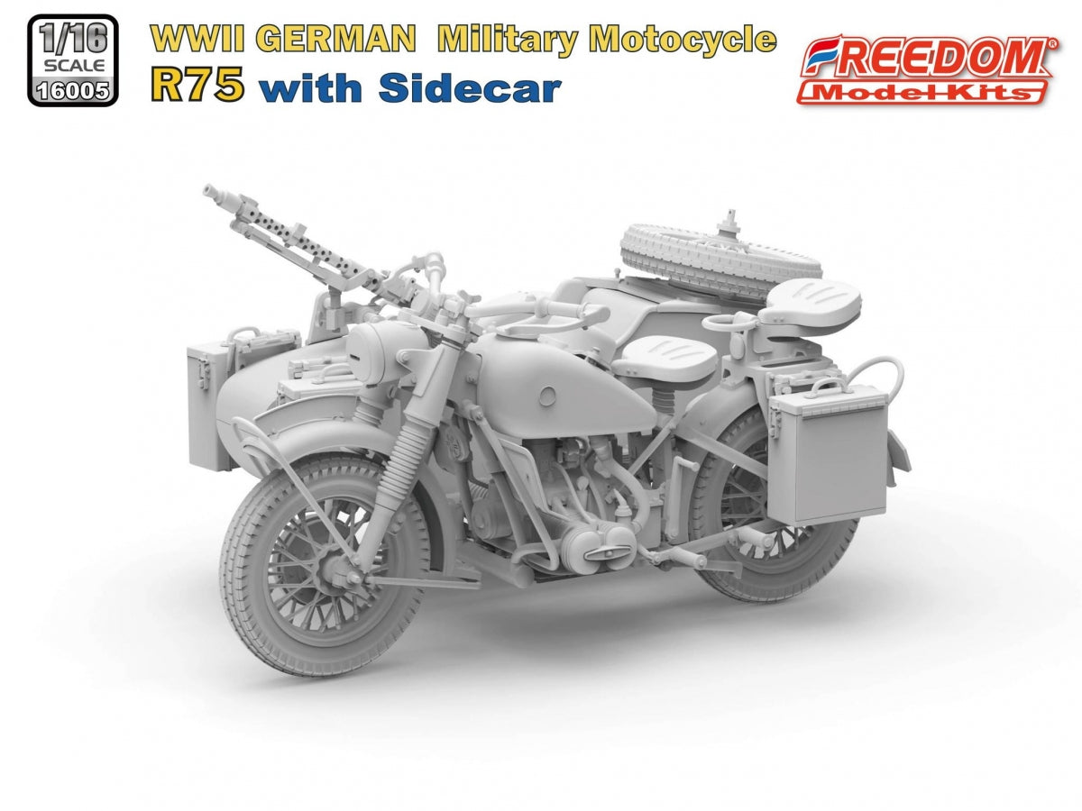Freedom 16005 R75 with Sidecar WWII German Motorcycle 1/16 – immagine 2