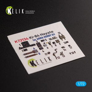 KELIK K72134 Ki-84 Hayate - décalcomanies 3D intérieures pour maquette Arma Hobby au 1/72