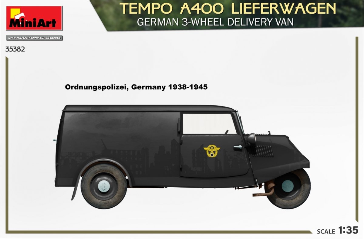 MiniArt 35382 TEMPO A400 LIEFERWAGEN. GERMAN 3-WHEEL DELIVERY VAN 1/35 – Bild 4