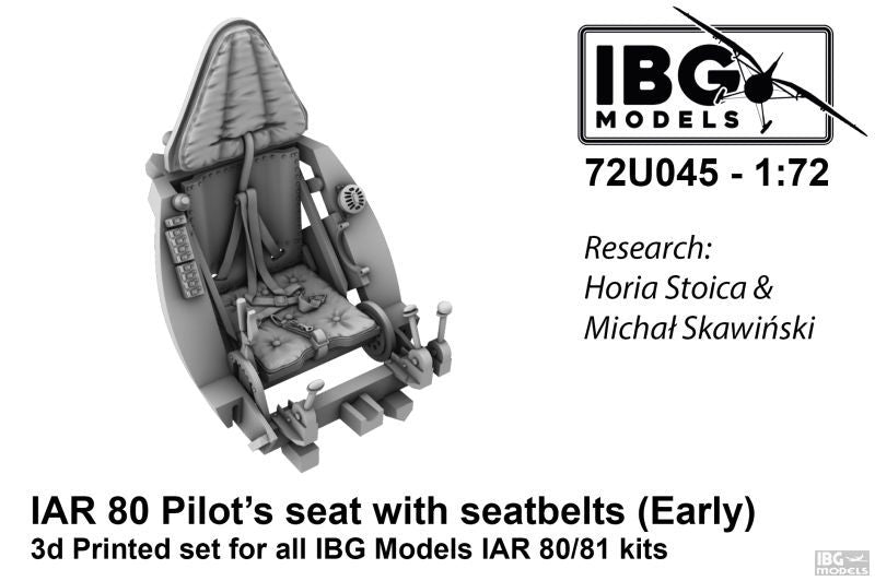 Siège de pilote IBG 72U045 avec ceintures de sécurité pour IAR 80/81 (Premier modèle, utilisé jusqu'en 1941) 1/72