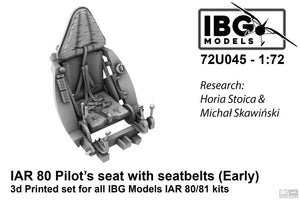 Siège de pilote IBG 72U045 avec ceintures de sécurité pour IAR 80/81 (Premier modèle, utilisé jusqu&amp;#39;en 1941) 1/72