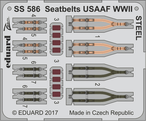Ceintures de sécurité Eduard SS586 USAAF Seconde Guerre mondiale, acier, échelle 1/72