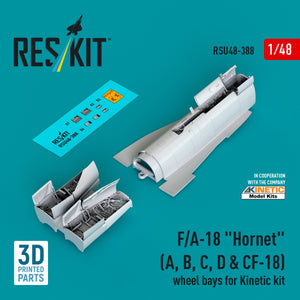 RESKIT RSU48-0388 F/A-18 &amp;quot;Hornet&amp;quot; (A, B, C, D &amp;amp; CF-18) wheel bays for Kinetic kit (3D printed) 1/48 – imagen 2