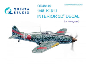 Quinta Studio QD48140 Ki-61-I 3D-Printed &amp;amp; coloured Interior on decal paper (for Hasegawa kit) 1/48