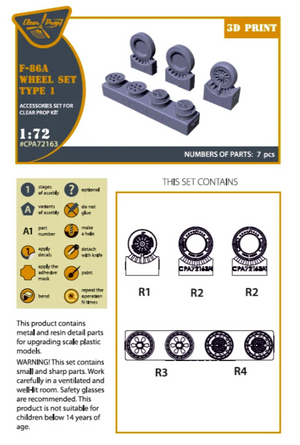 Clear Prop! CPA72163 F-86A wheel set type 1 for CP kits 1/72 – zdjęcie 2