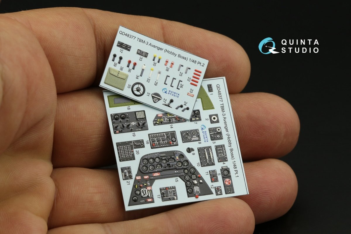 Quinta Studio QD48377 TBM-3 Avenger 3D-Printed &amp;amp; coloured Interior on decal paper (Hobby Boss) 1/48 – immagine 6