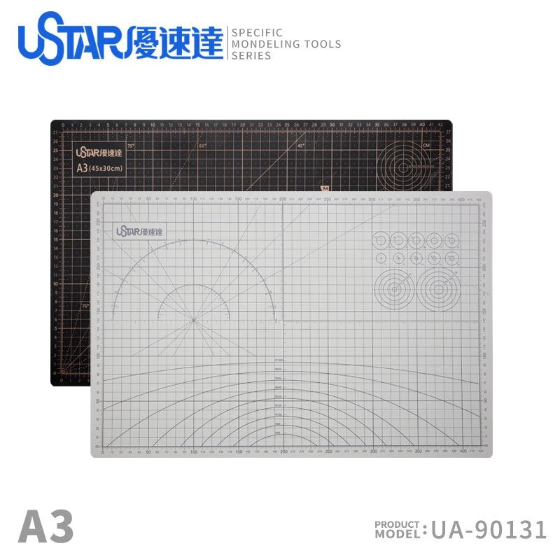 Tapis de découpe U-Star UA-90131 (Format A3) (Blanc sur le devant, noir au dos) 