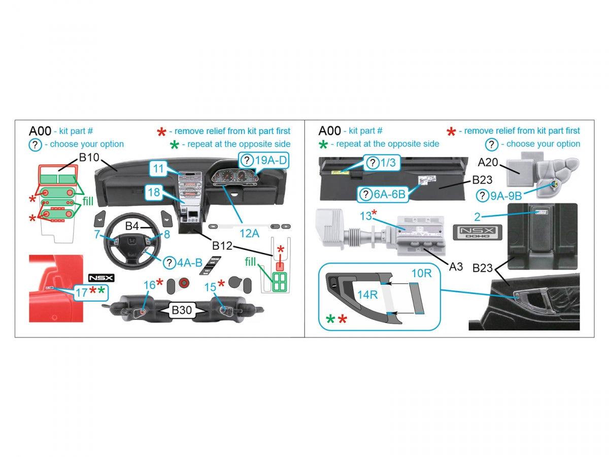 Quinta Studio QD24008 Honda NSX NA1 Japanese version 3D-Printed &amp;amp; coloured Interior on decal paper (Tamiya) 1/24 – immagine 2