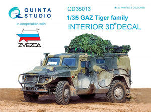 Intérieur imprimé en 3D et coloré sur papier décalcomanie (pour kit Zvezda) Quinta Studio QD35013 GAZ Tiger family 1/35