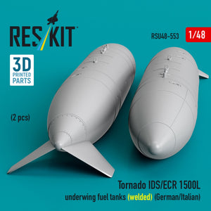 RESKIT RSU48-0553 Tornado IDS/ECR 1500L underwing fuel tanks (welded) (German AF / Italian AF) (2 pcs) (3D Printed) 1/48