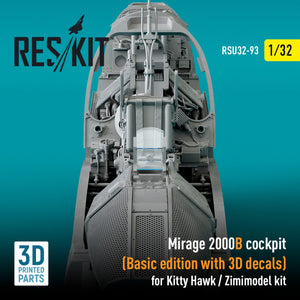 RESKIT RSU32-0093 MIRAGE 2000B COCKPIT (BASIC EDITION WITH 3D DECALS) FOR KITTY HAWK / ZIMIMODEL KIT (3D PRINTED) 1/32 – imagen 3