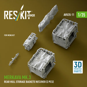 RESKIT AVU35-0011 Merkava Mk.3 rear hull storage baskets w/cover (2 pcs) for Meng kit (3D Printed) 1/35