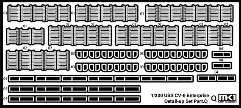 MK1 Design MD-20022 USS CV-6 Enterprise DX with Full Wooden Deck for Trumpeter 1/200 – immagine 77