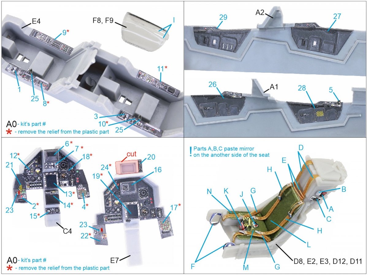 Quinta Studio QD48117 Mirage 2000N 3D-Printed &amp;amp; coloured Interior on decal paper (Kinetic) 1/48 – immagine 12
