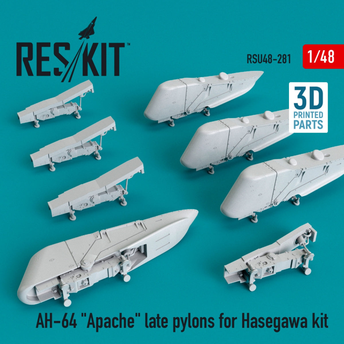 RESKIT RSU48-0281 AH-64 "APACHE" LATE PYLONS FOR HASEGAWA KIT (3D PRINTED) 1/48