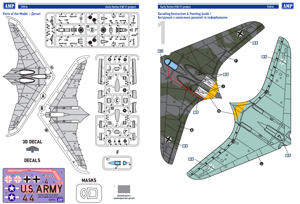 AMP 72017 Early Horten H IX V1 project w/BMW 003j 1/72 – immagine 5