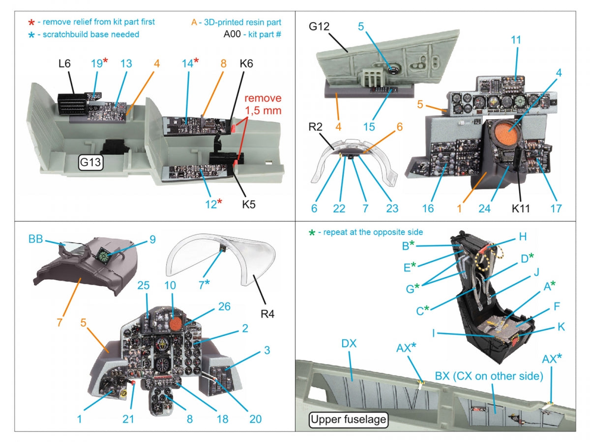 Quinta Studio QD+48490 F-4S Phantom II Intérieur imprimé en 3D et coloré sur papier décalcomanie (Academy) (avec pièces en résine imprimées en 3D) 1/48 – image 3