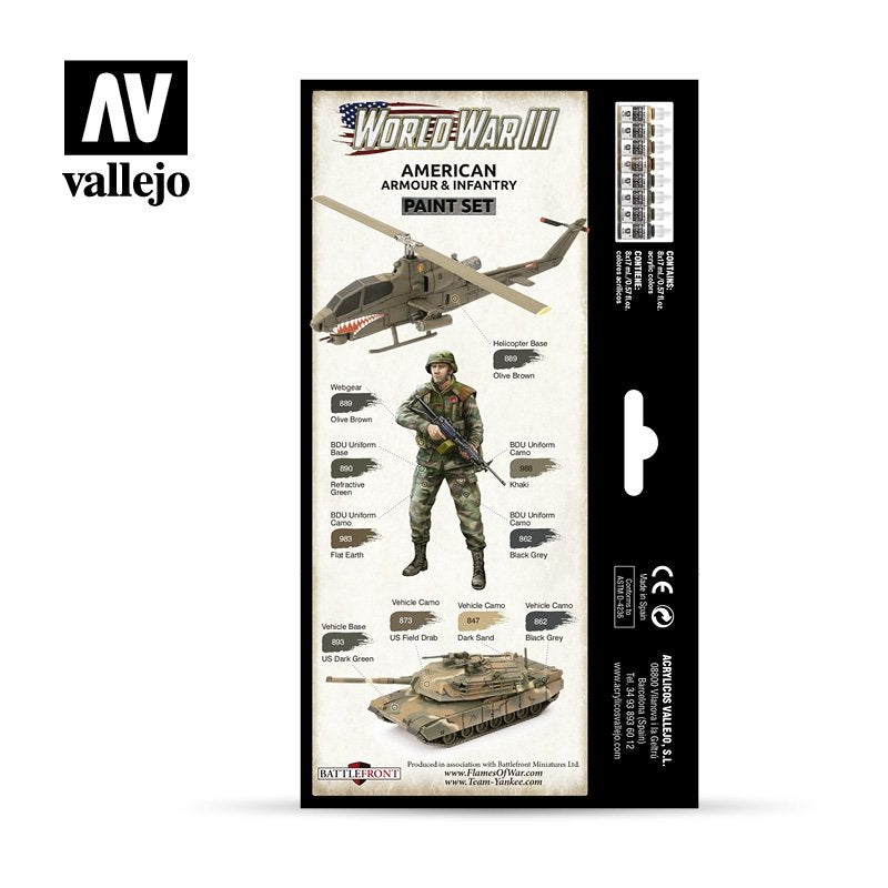 Vallejo 70220 WWIII American Armour &amp;amp; Infantry 8x17ml – immagine 3