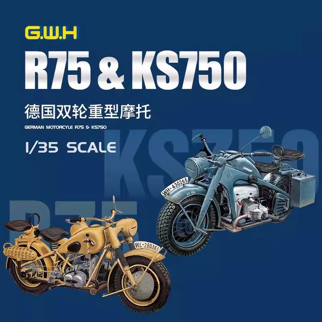Great Wall Hobby L3527 Motos allemandes de la Seconde Guerre mondiale R75 et KS750 2 en 2 1/35 – image 2