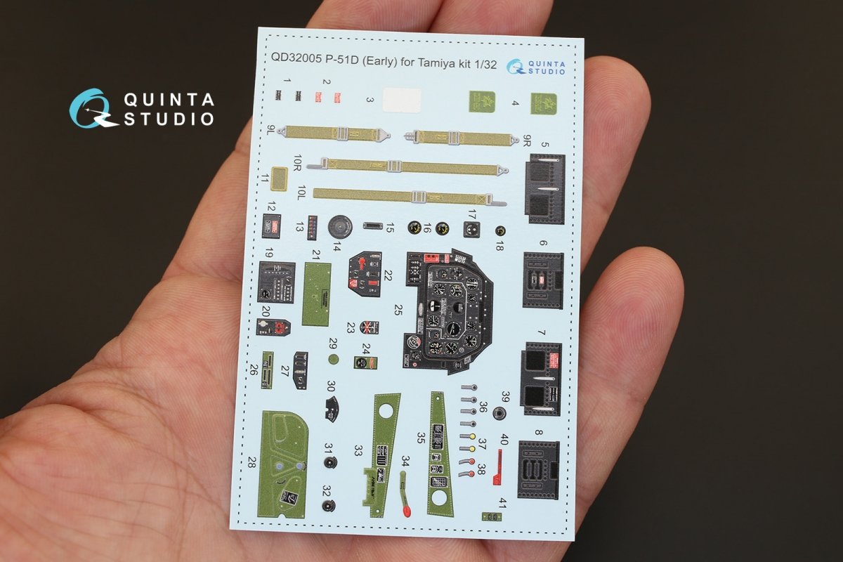 Quinta Studio QD32005 P-51D (Early) 3D-Printed &amp;amp; coloured Interior on decal paper (for Tamiya kit) 1/32 – immagine 3