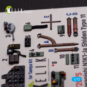 KELIK K72075 N1K1-Ja Shiden Type 11 interior 3D decals for Tamiya kit 1/72 – immagine 4