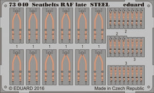 Ceintures de sécurité Eduard 73040 RAF (fin de production) en acier, échelle 1/72