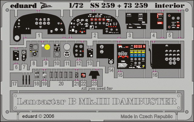 Intérieur du Lancaster B Mk. III Dambuster SS259 d'Eduard, échelle 1/72, HASEGAWA