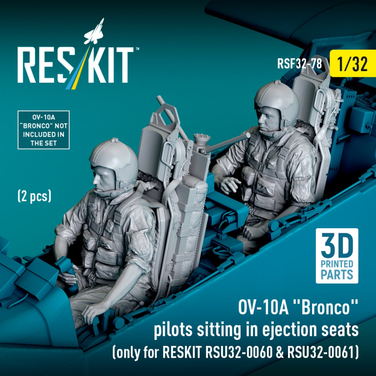 RESKIT RSF32-0078 OV-10A &amp;quot;Bronco&amp;quot; pilots sitting in ejection seats (2 pcs) (only for RESKIT RSU32-0060 &amp;amp; RSU32-0061) (3D Printed) 1/32 – imagen 3
