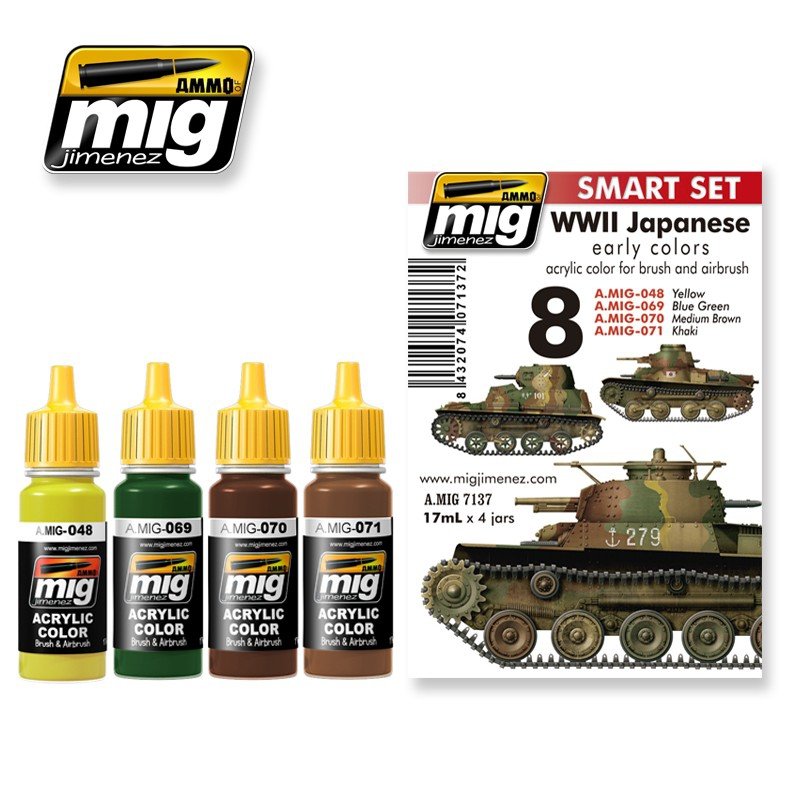 AMMO of Mig Jimenez 7137 WW II JAPANESE AFV EARLY COLORS (4x17ml)
