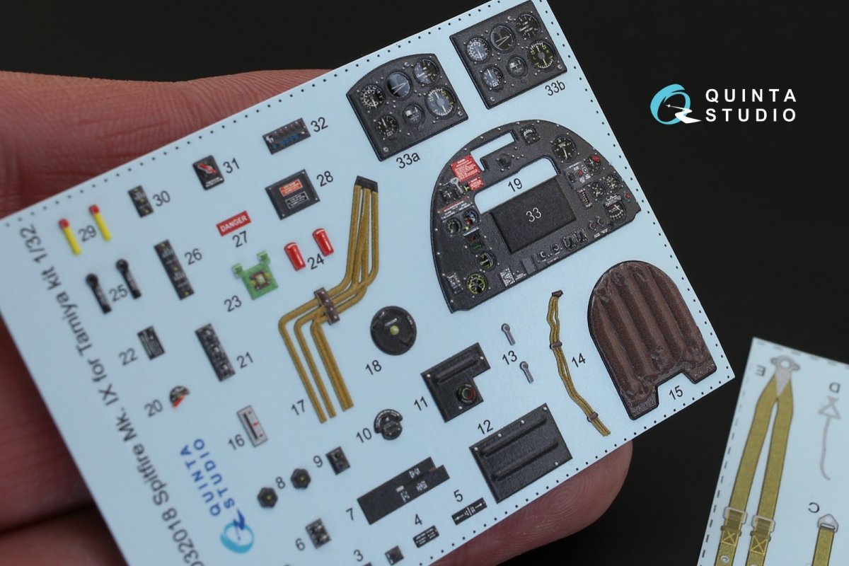 Quinta Studio QD32018 Spitfire Mk.IX 3D-Printed &amp;amp; coloured Interior on decal paper (for Tamiya kit) 1/32 – zdjęcie 5