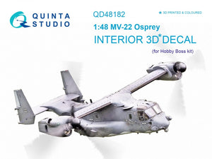 Intérieur imprimé en 3D et coloré sur papier décalcomanie Quinta Studio QD48182 MV-22 Osprey (pour kit HobbyBoss) 1/48