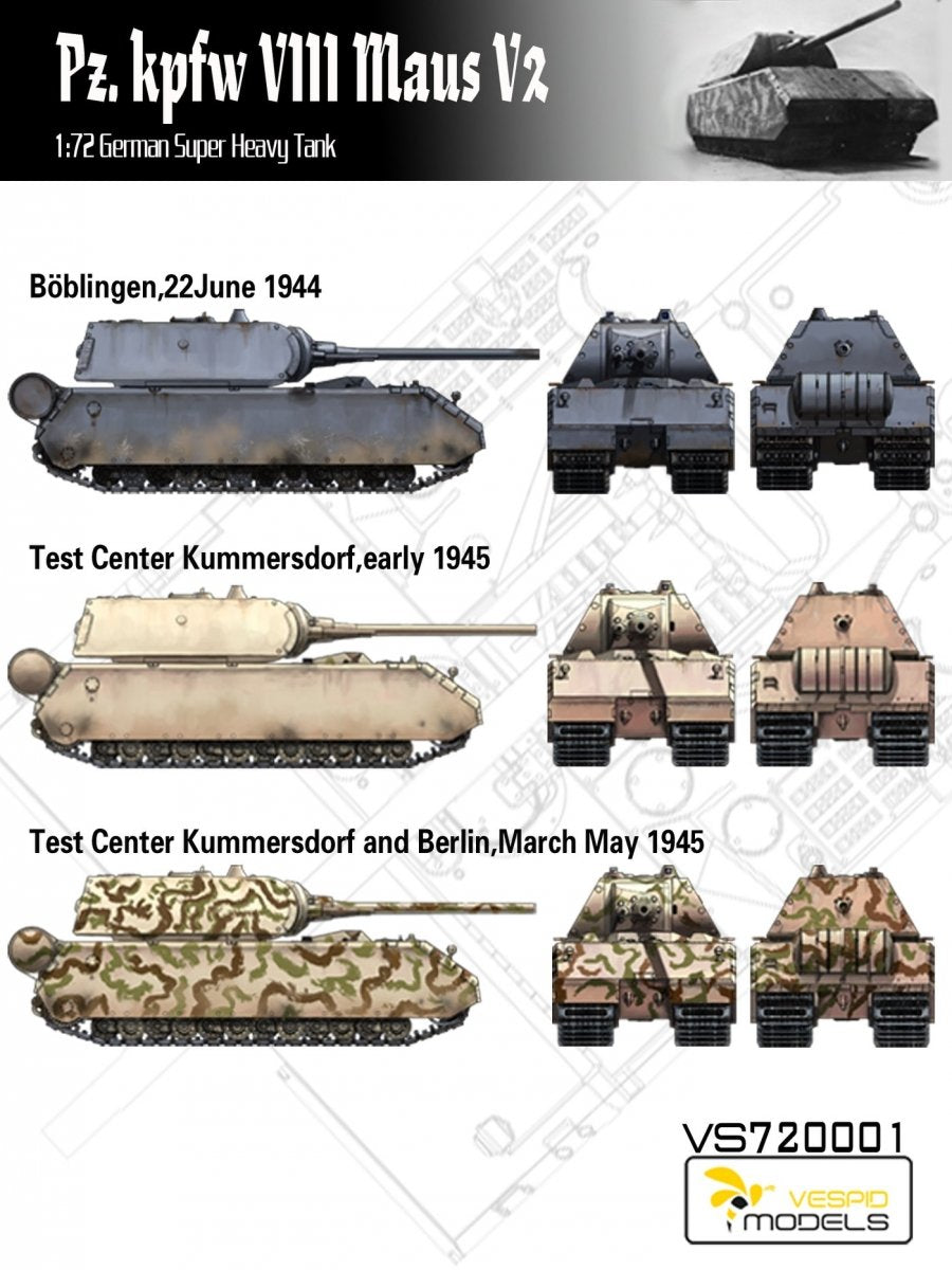 Vespid Models VS720001 Pz.Kpfw. VIII Maus V2 German Super Heavy Tank 1/72 – imagen 5