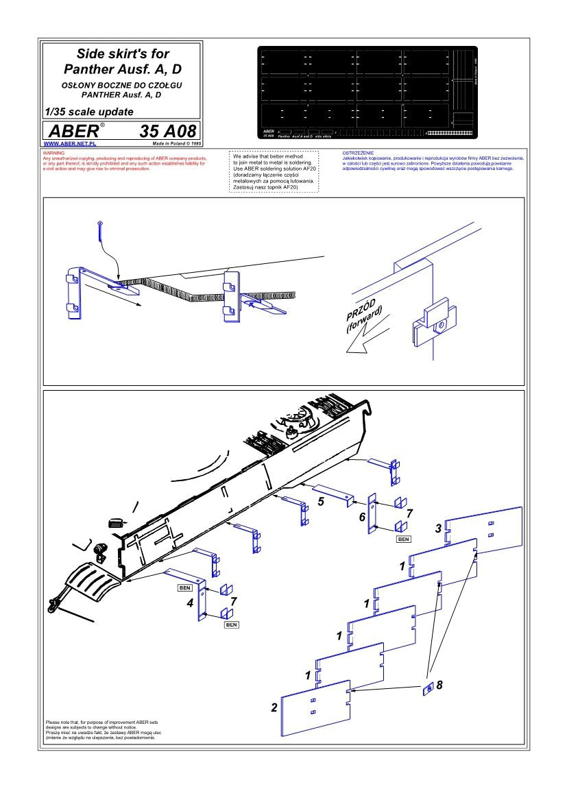 Aber 35A008 Osłony boczne do Panther Ausf.A, D, Bergepanther 1/35 – Bild 4