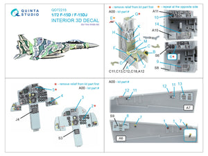 Quinta Studio QD72215 F-15D/F-15DJ Eagle 3D-Printed &amp;amp; colored Interior on decal paper (Fine Molds) 1/72 – image 12