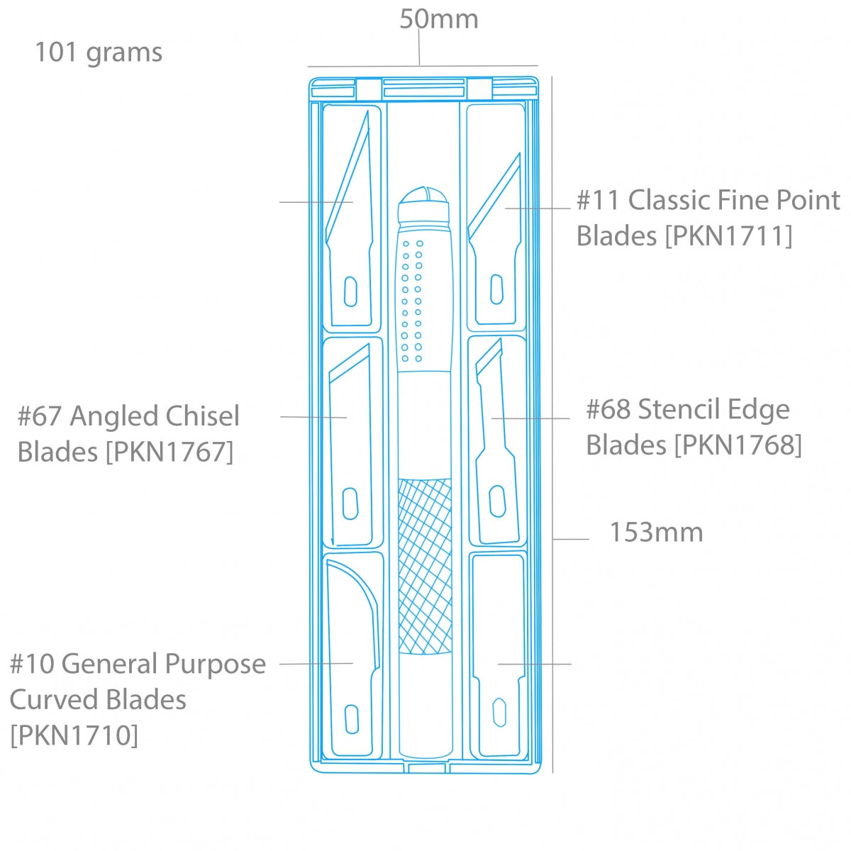 Ensemble de couteaux de modélisme haut de gamme Modelcraft PKN4318-S (18 pièces) – image 3