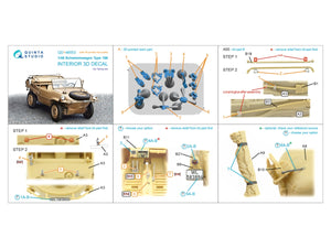 Quinta Studio QD+48553 Schwimmwagen type 166 3D-Printed &amp;amp; coloured Interior on decal paper (Tamiya) (with 3D-printed resin parts) 1/48 – immagine 13