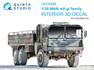 Quinta Studio QD35098 MAN mil gl family 3D-Printed &amp;amp; coloured Interior on decal paper (Hobby Boss) 1/35