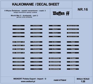 Weikert Decals DEC216 Shoulder Bands - Ribbons of German Divisions and Regiments ver.1 - vol.16 1/35