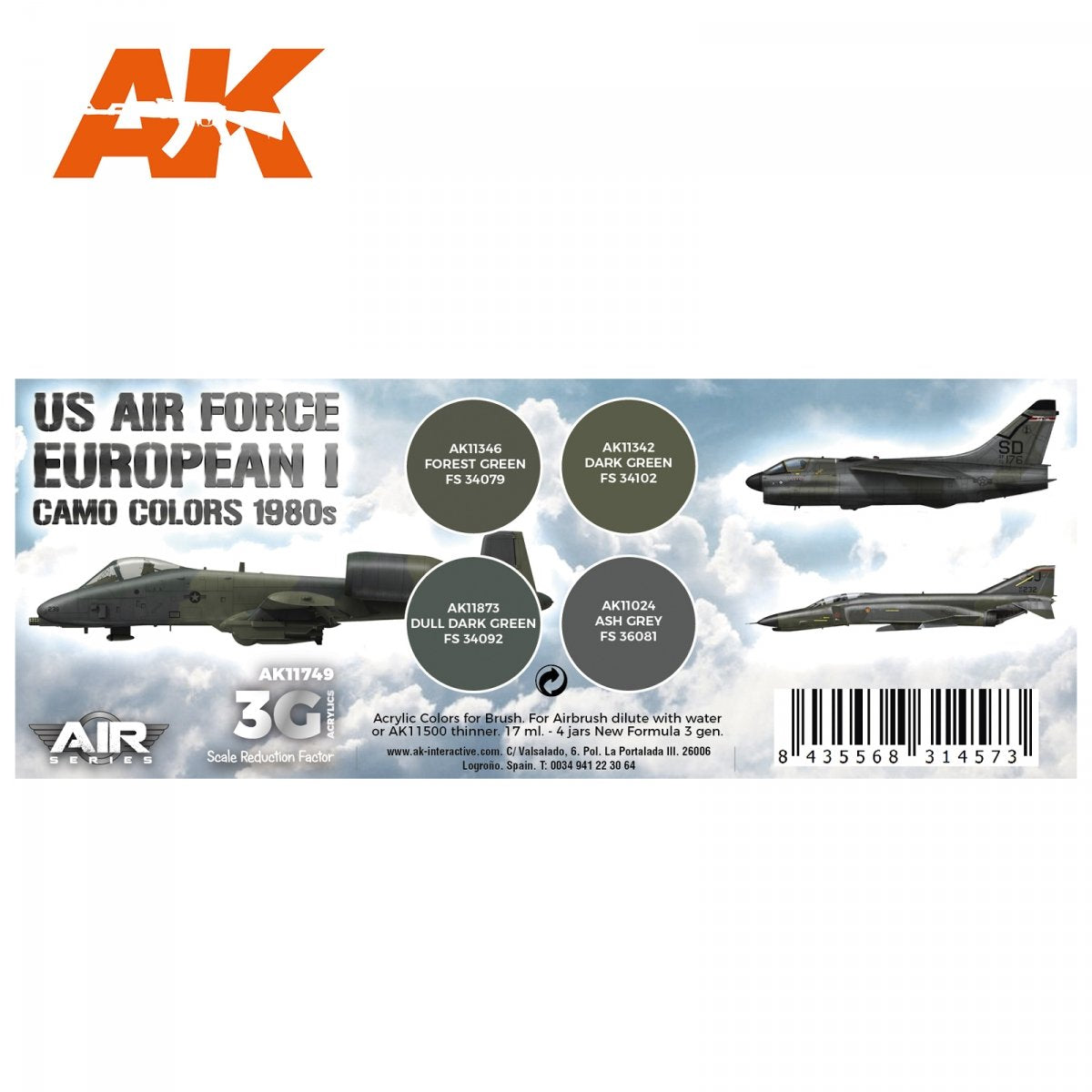 AK Interactive AK11749 US AIR FORCE EUROPEAN I CAMO COLORS 1980S 4x17 ml – image 2