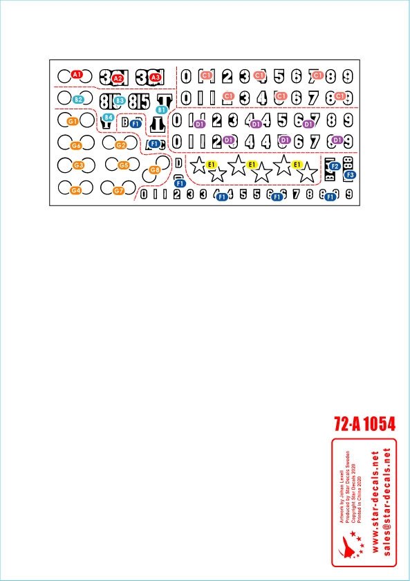 Star Decals 72-A1054 Vietnam # 4. NVA North Vietnamese T-54B markings 1/72 – Bild 2
