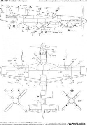 HobbyDecal ST48002V1 P-51 Stencils ver 1 1/48 – imagen 3