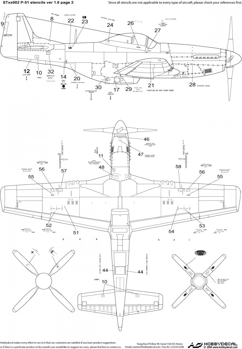 HobbyDecal ST48002V1 P-51 Stencils ver 1 1/48 – imagen 3